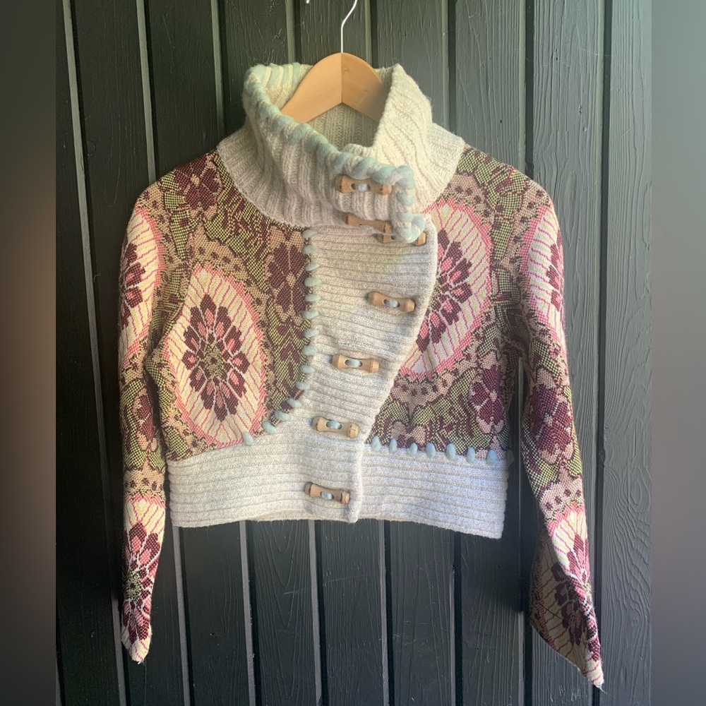 Rare Anthropologie Sleeping on Snow Cardigan Sweater Size S